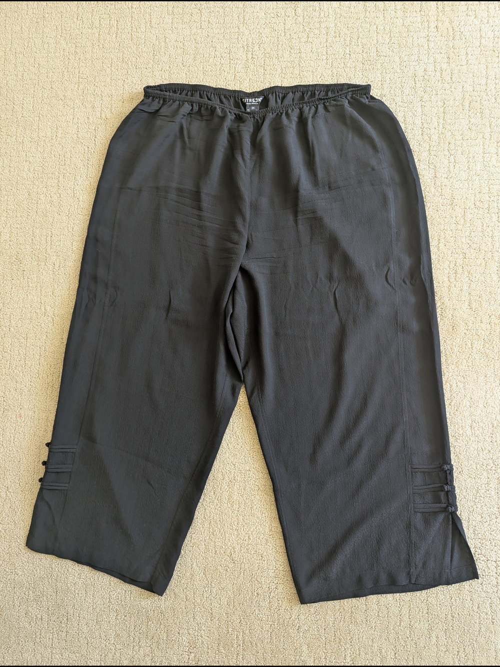 Citron Santa Monica Pants Womens 2X 100% Silk Embossed Artsy Lagenlook Slouchy